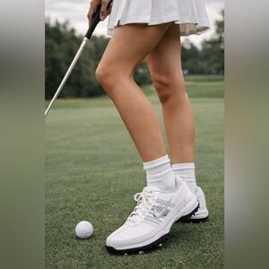 Nike Air Brassie Golf Shoes White Leather Cleats Size 8W Wide Golfcore Preppy